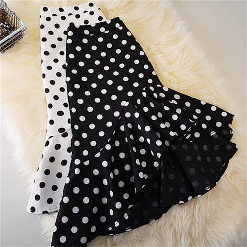 Imagen 2 del producto Falda larga de cola de pez irregular de cintura alta de punto de verano para mujer aline