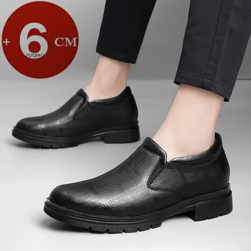 

Men Elevator Dress Loafers 6CM Height Increase Formal Wedding Party Shoes Business Casual Cow Leather Big Size Slip-On Footwear