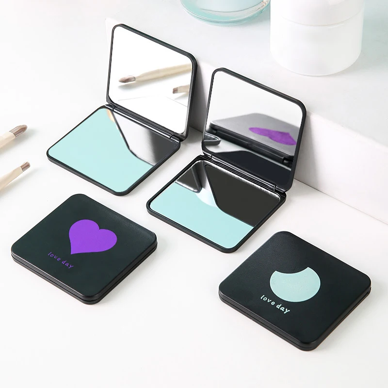 Foldable Makeup Mirror Mini Square Makeup Vanity Mirror Portable Hand Mirrors Double-side Compact Mirror Pocket Cosmetic Mirrors