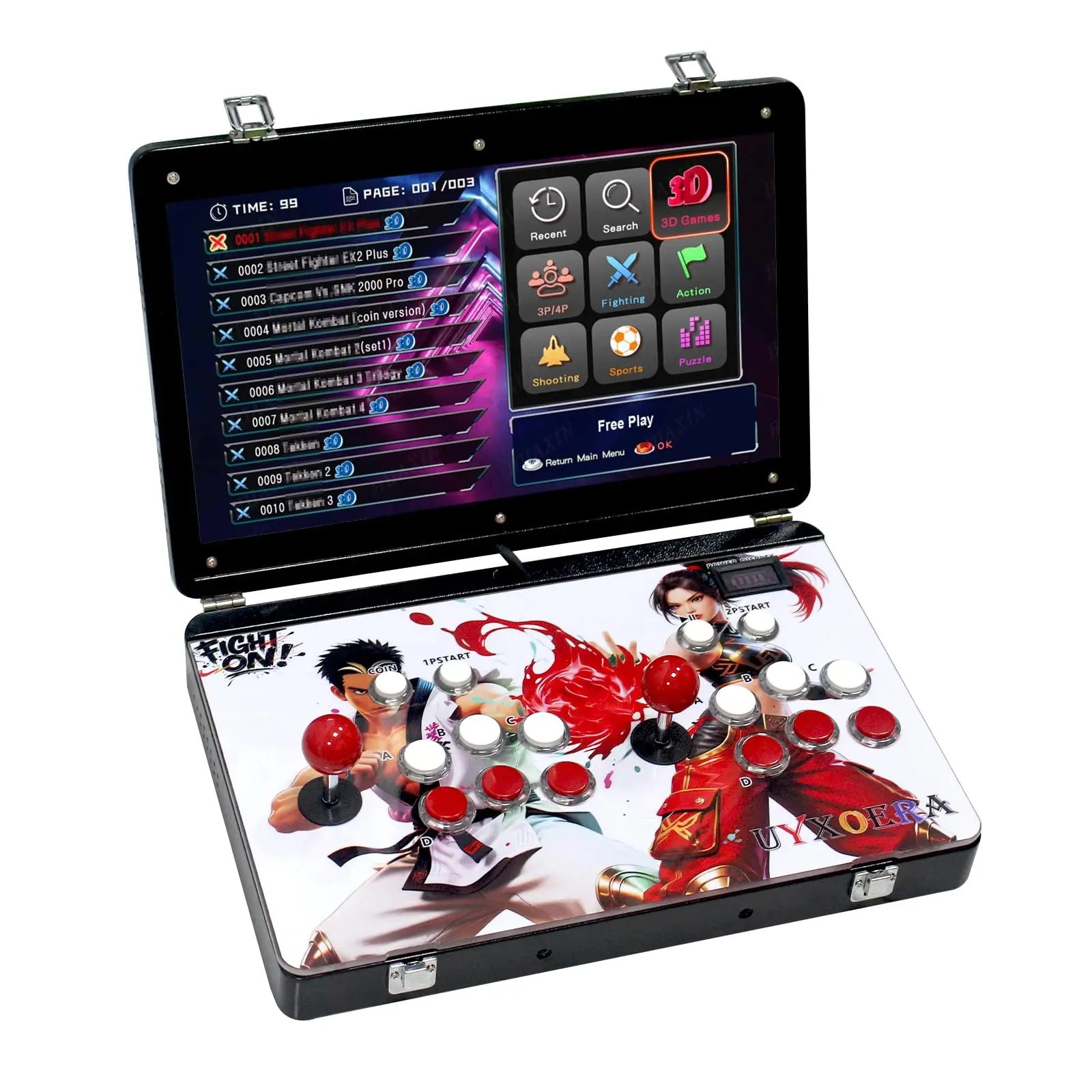 Portable 30000 in 1 Metal Box 3D Arcade Game Console,Folding Notebook 19 inch Screen Retro Electronic Game Console