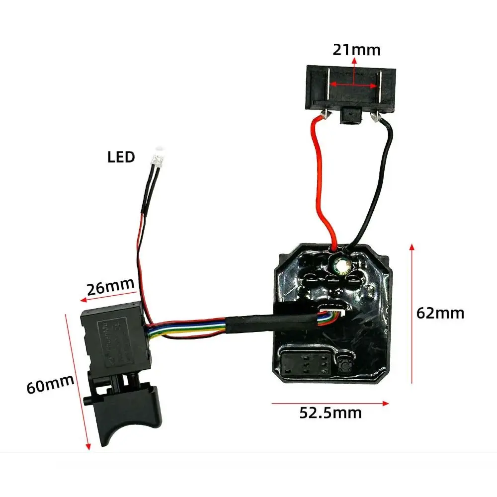 Black Electric Wrench Controller Board 8 Wire 18-21V Speed Switch Brushless Lithium Control Wrench Switch Set Electric Wrench
