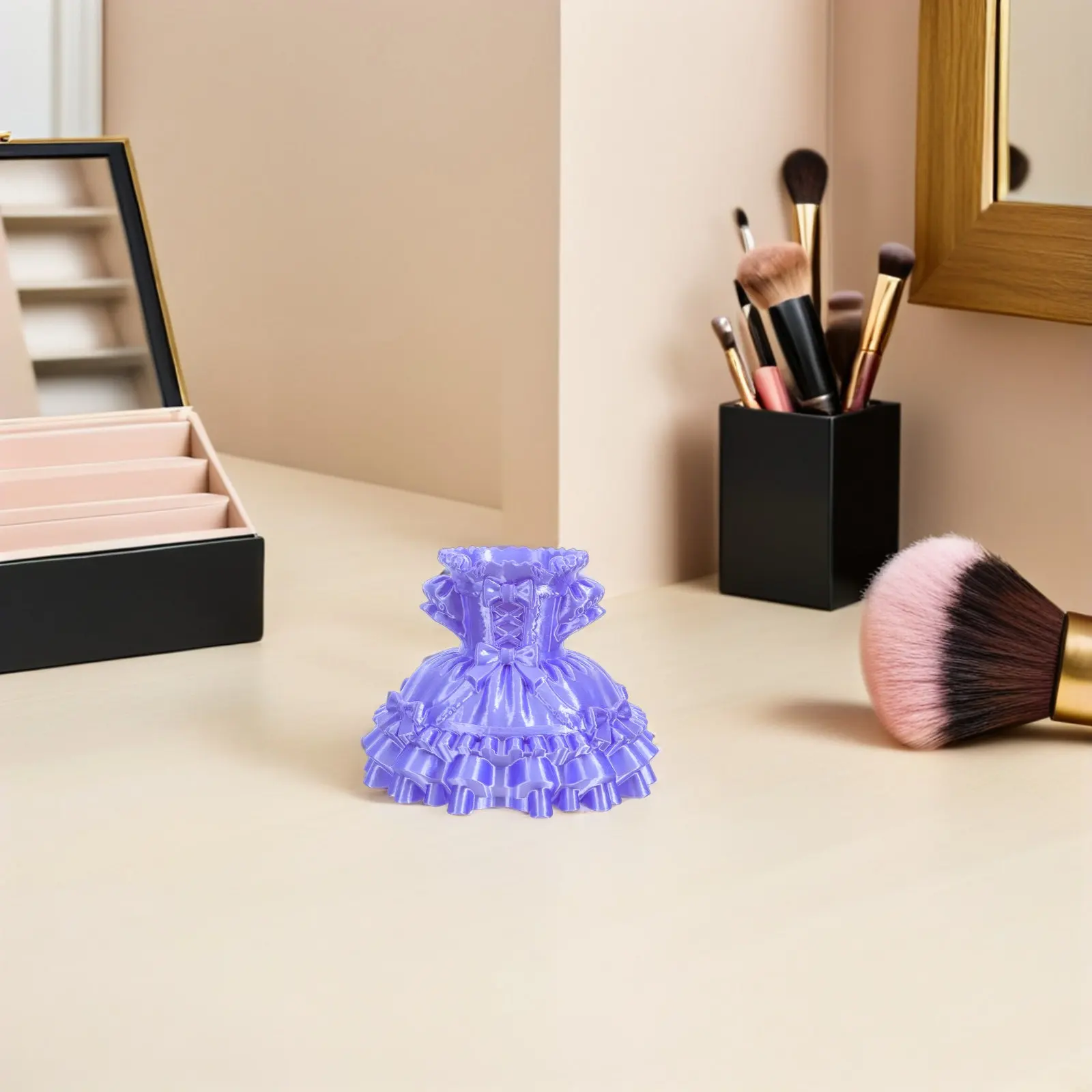 Princess Dress Pen Holder Floral Makeup Brush Organizer Desktop Decorative Storage Box Makeup Brush Holder