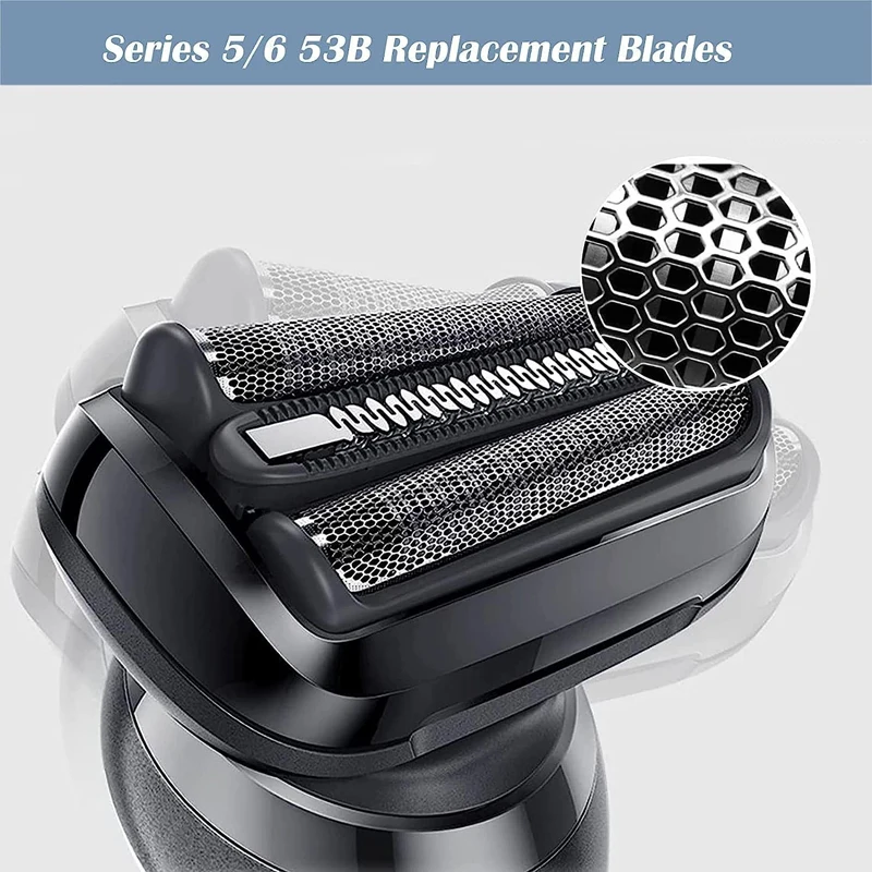 53B Replacement Head Compatible with Braun Series 5/6 Electric Shaver Razor 5018s, 5020s, 5031s, 5050cs, 6020s, 6072cc,Black