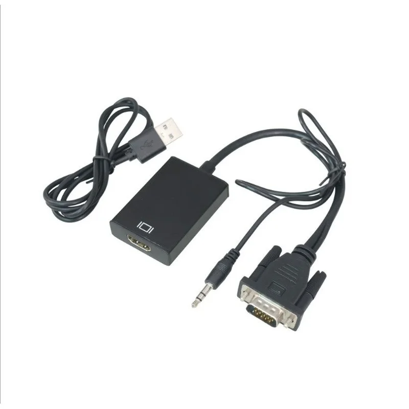 VGA To HDMI-compatible Adapter with Audio Lead for Computer Male To Female Converter Computer To TV with Audio Connection