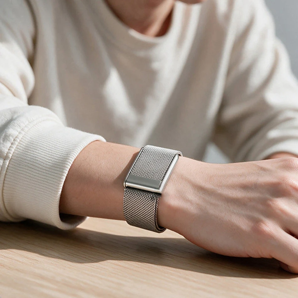 For WHOOP 5.0 MG Two-Section Magnetic Milanese Loop Strap For WHOOP 5.0 Life Sport Breathable Stainless Steel Replacement Bands