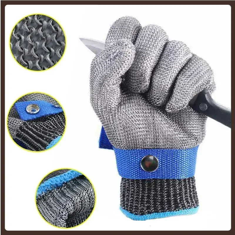 Anti-cut Gloves Safety Cut Proof Stab Resistant Stainless Steel Wire Metal Mesh Butcher Protect Meat Cut-Resistant Gloves ANSIA5