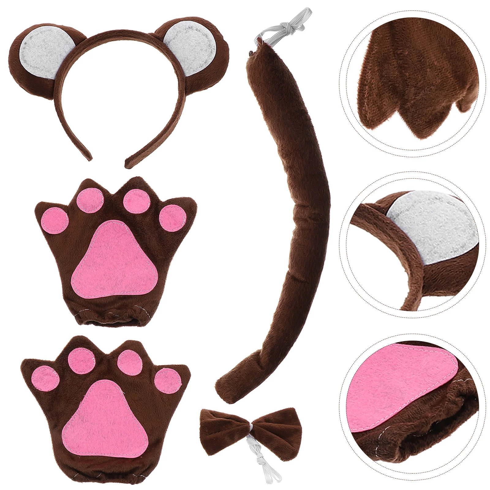 Children's Monkey Headband Ear Headdress Tail Costume Accessory Gloves Bowtie Animal Ears Pp Cotton Accessories