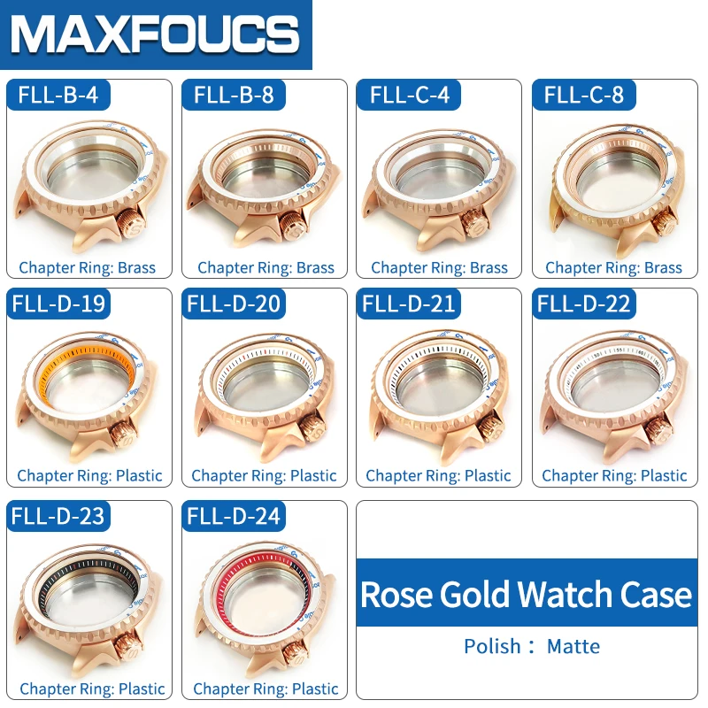 Custom Rose Gold Stainless Steel Watch Case Matte For SKX171 SKX173 SRPD53 Movement Nh36 Case back Watch Parts