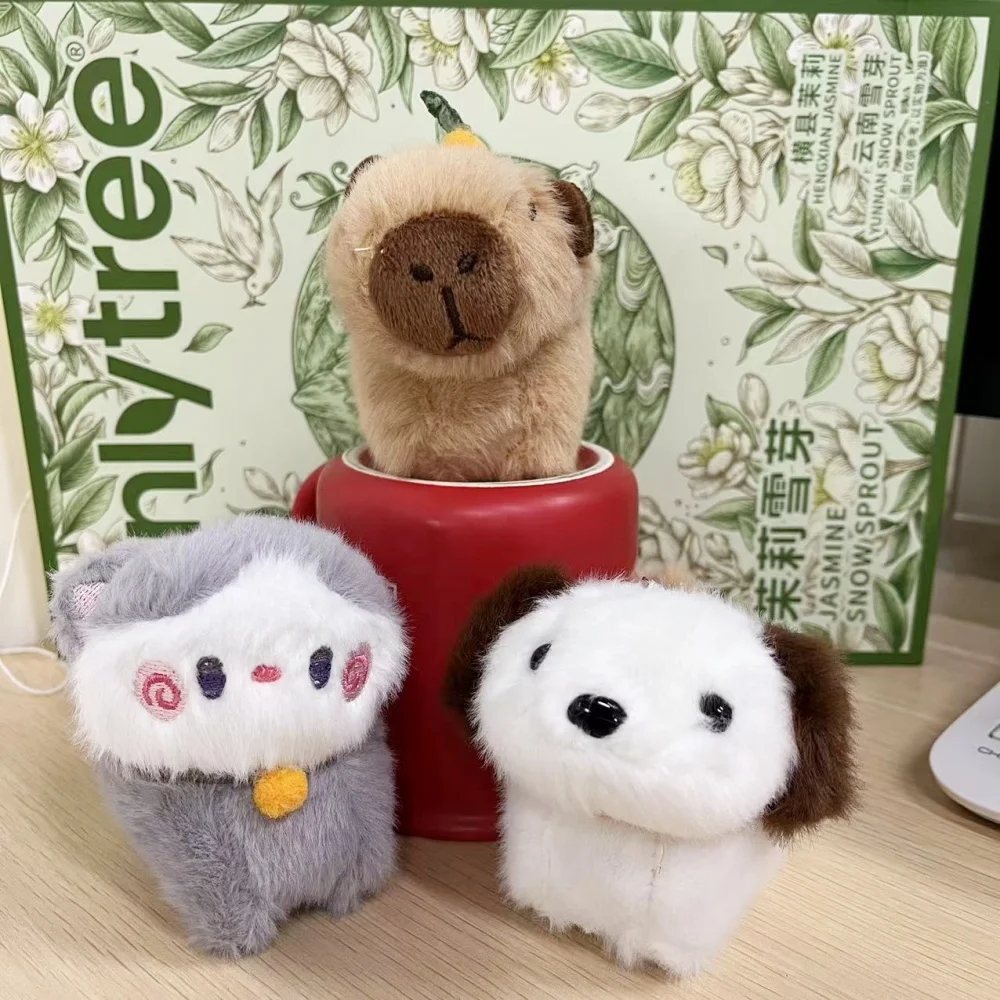 Capybara Plush Toy Pendant Capibara Plushie Keychain Kawaii Bag Key Ring Cute Dog Cat Dolls Car Decoration Christmas Gift