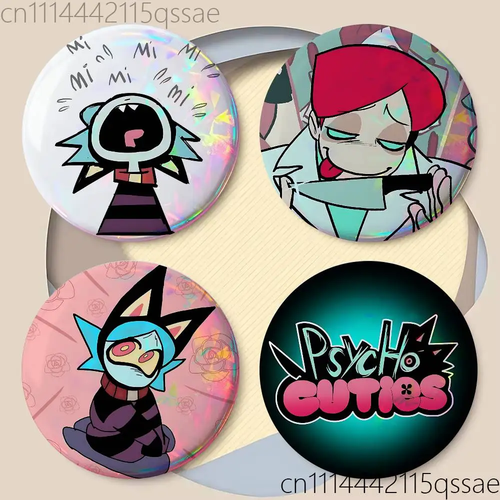 FOR PsychoCuties Dr Masacrik 25/32/44/58/75mm Badges Tinplate Soft Button Pin Brooch Metal Badge Custom Accessorie Hat Bag Lapel