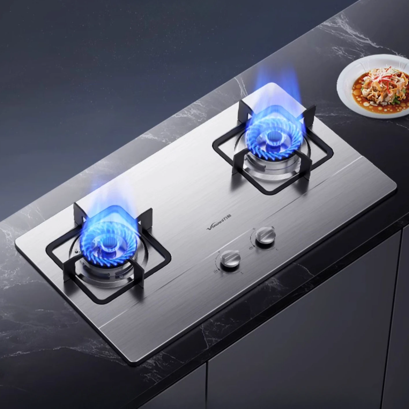 

Stainless steel gas stove double stove household embedded natural gas liquefied top cooktop gas cooker