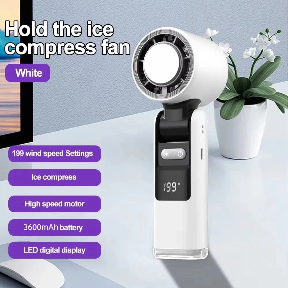 199-Speed Mini Handheld Turbo Fan Fast Cooling Foldable Ice Sensation Hurricane Fan Adjustable Powerful Outdoor Portable Fan