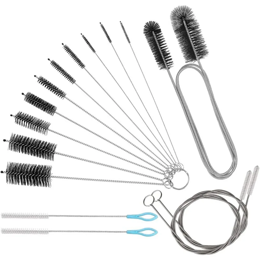 

Набор для чистки длинных труб, 15 шт., удлиненная гибкая щетка для чистки трубок, инструмент для чистки холодильника, соломинка из нержавеющей стали, нейлоновая чистка