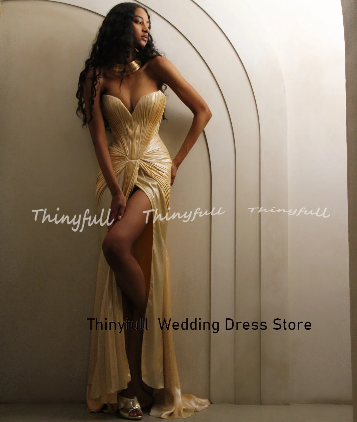 Thinyfull Mermaid Prom Sweetheart แขนกุดอาหรับชุดราตรีชุดแยกดูไบชุดยาว robes de soirée ที่กําหนดเอง