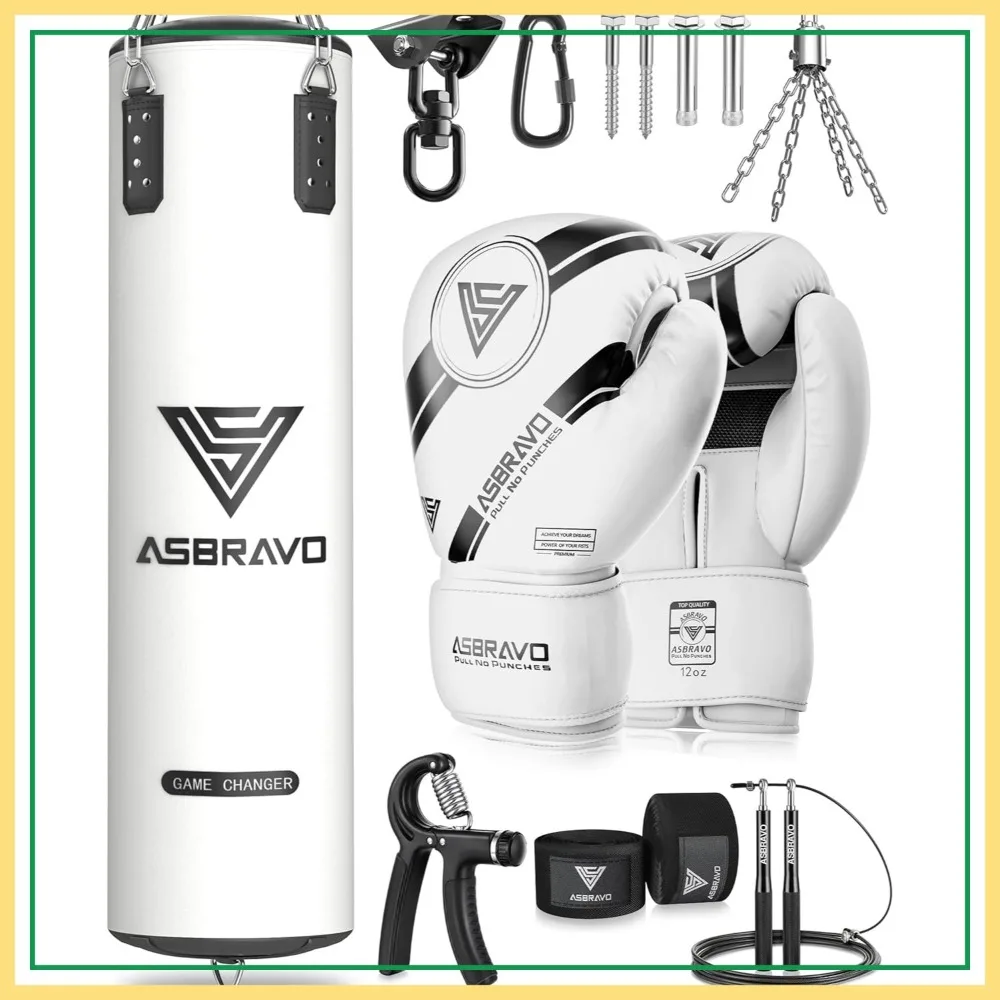 

4ft PU Heavy Boxing Bag Set with 12OZ Gloves for MMA Muay Thai Kickboxing Training Home Gym