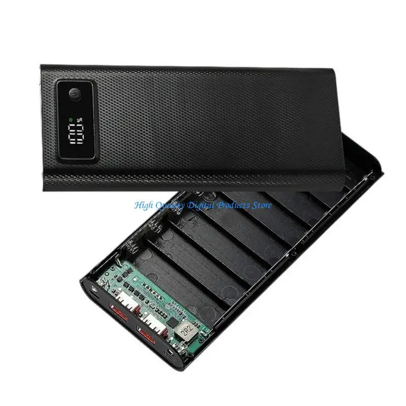 U2JE High Capacity 8 Slot 18650 Power Banks Enclosure High Capacity Battery Pack Easy to Use for Quick Charging & Outdoor Use