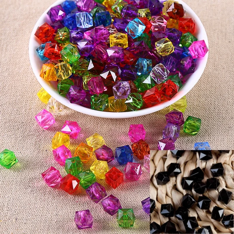 

50g 8/10/12mm Hand-beaded DIY Diamond-shaped Bead Woven Gypsophila Transparent Square Beads Woven Acrylic Loose Bead for Craft