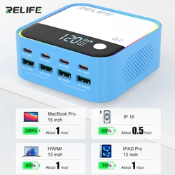 RELIFE Q2 120W GaN 8 Charging Ports Charger Compatible with Charging 8 Devices at the Same Time, Intelligent Diversion