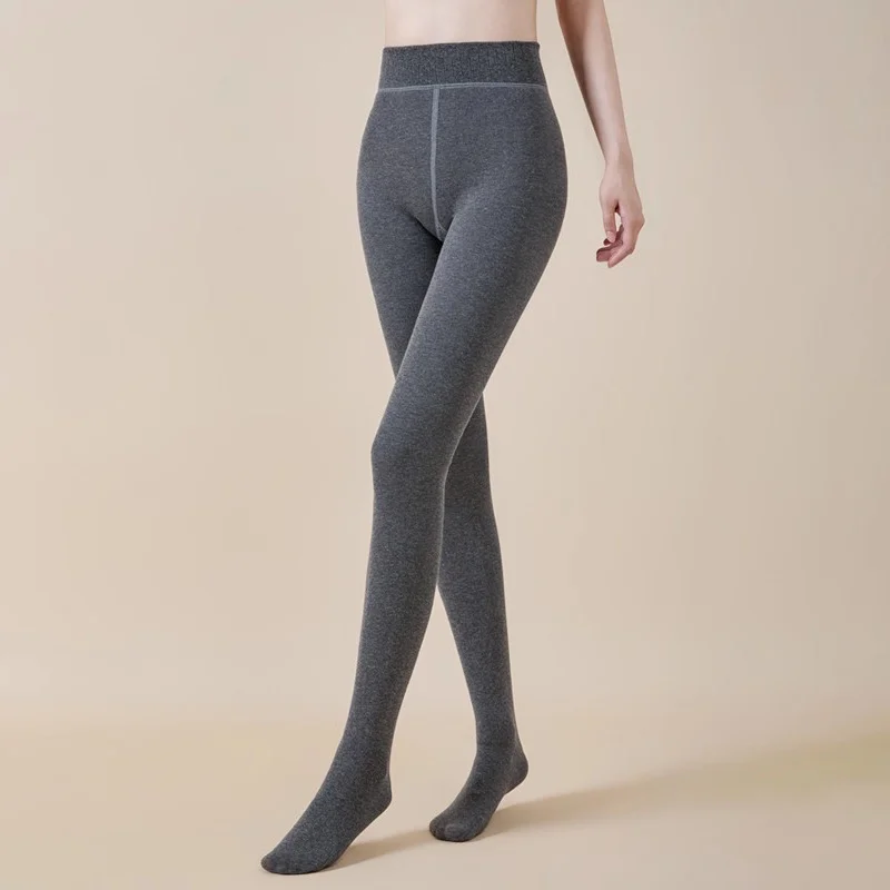 Wool Leggings for Women Autumn Winter Fleece Thickened Tights New High Waisted Slim Warm Gray Pantyhose Not Bloated Match Boots