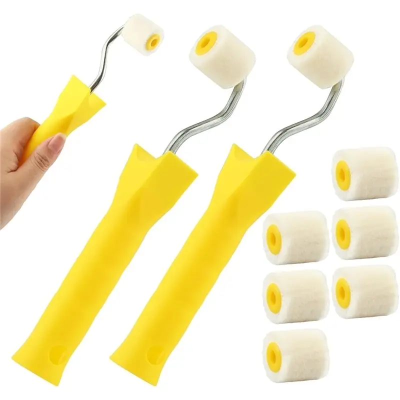 DTA4-Mini Paint Roller, Extra Small Brushes Tool, 1 Inch Tiny Corner Painting Wool Brush,For Walls, Cabinets & Crafts