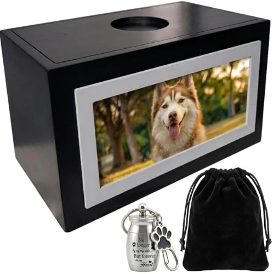 

Pet Memorial Dog urn - Pet Urns for Dogs or Cat - Urn Ashes Memorial Set with Photo Frame and Accessories