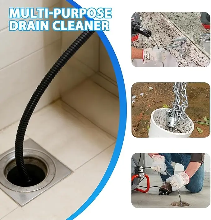 Flex‑Shaft Sewer Descaling Chain,Push Type Rotary Cable Sewer Dredge Drain Cleaning Tool,Multi-Purpose Pipe Maintenance Tool