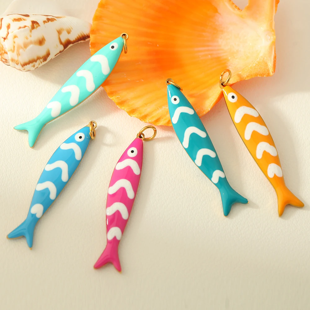 

Stainless Steel DIY Starfish Charms Colorful Enamel Fish Candy Natural Pearl Pendants for Jewelry Making Accessories Findings