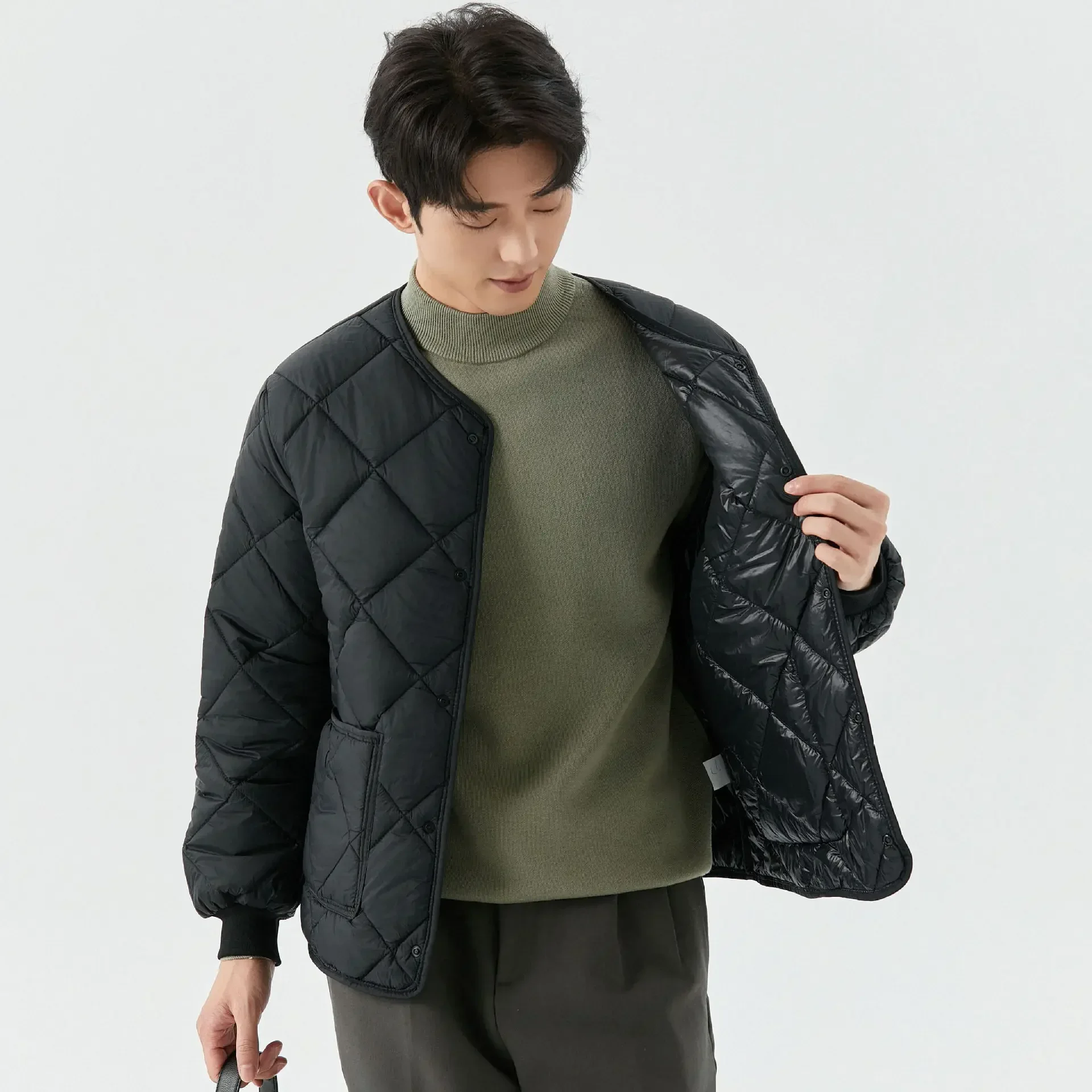 New Korean Version 100% Polyester Loose Thickened Warm Leisure Solid Color Single-breasted Cotton-padded Jacket for Men's Winter