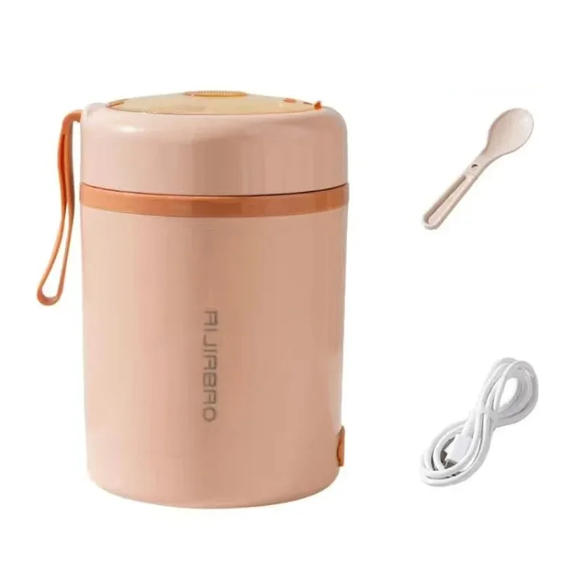 Wireless Portable USB Rechargeable Stainless Steel Electric Lunch Box Travel Camping Food Heated Warm Container Car Office Set