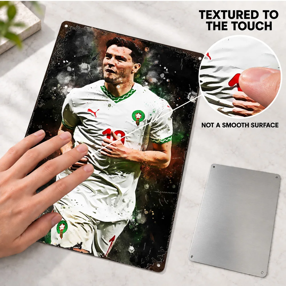 Brahim Diaz Celebration Textured Metal Poster Customized Aluminum Sign Splatter Watercolor Illustration Wall Art For Living Room