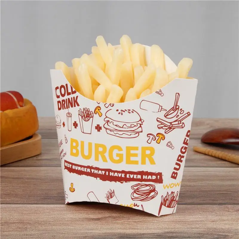 

50Pcs Paper French Fry Box Disposable Paper Charcuterie Cup Fruit Salad Packing Box DIY French Fries Holder Food Truck Package