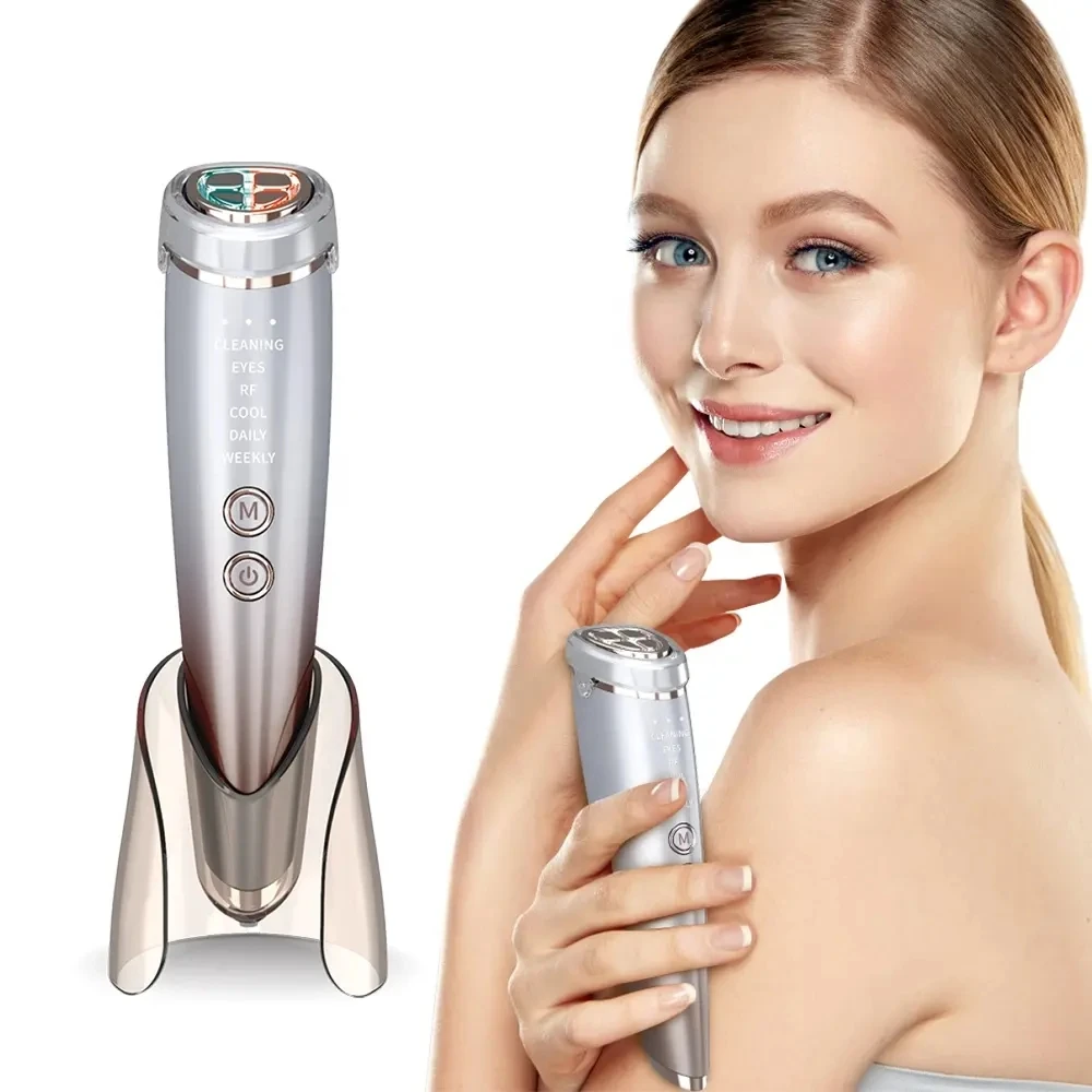 6-IN-1 EMS Facial Massager USB Rechargeable, Hot & Cold Therapy for Face, Eyes & Neck - Beauty Instrument Perfect Gift for Women