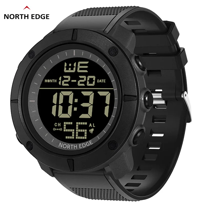 NORTH EDGE TANK Outdoor Sports Multifunctional Digital Watches for Man Luminous Waterproof 50M Silicone Strap Men Wristwatch