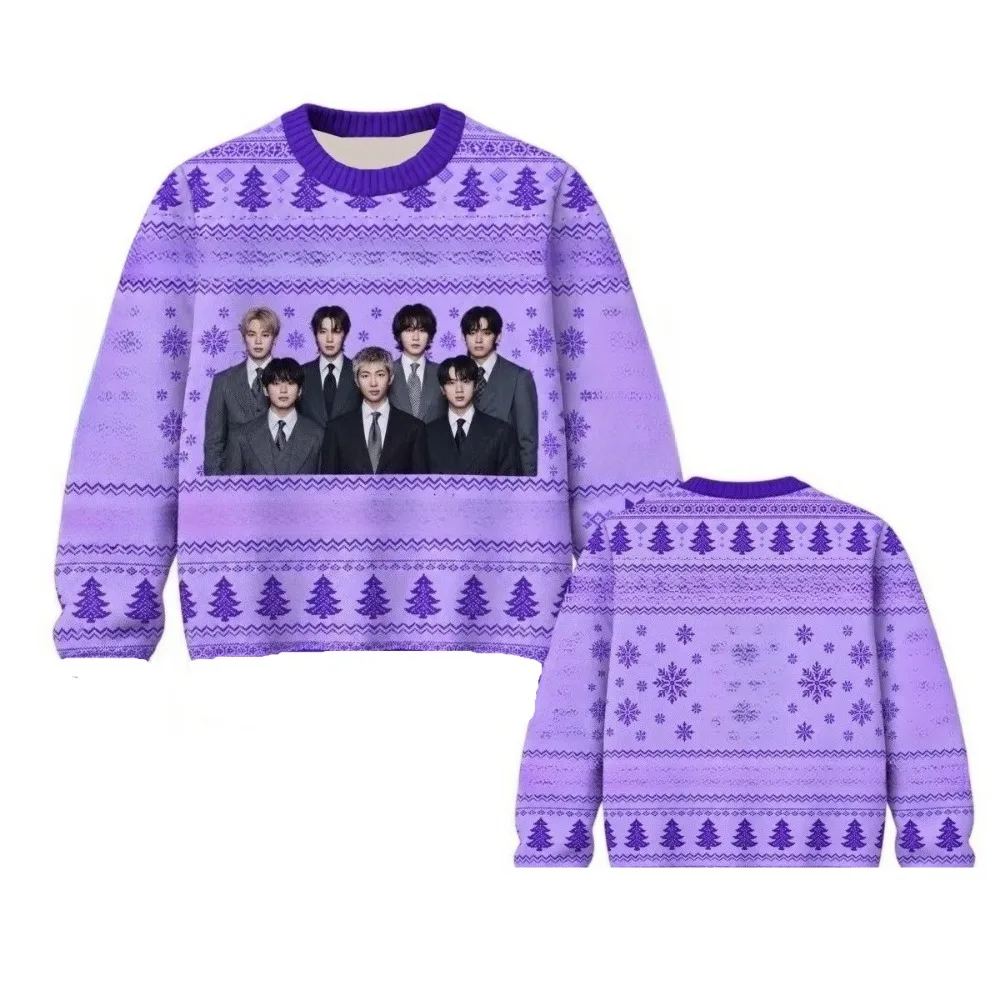 Round Neck Men's Idol Group Christmas Leisure and Entertainment for Both Men and Women A Beloved Practice T-shirt By Fans
