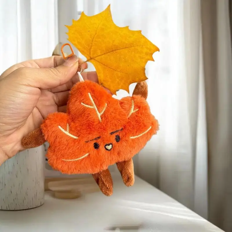 Schattige cartoon esdoornblad pluche sleutelhanger gevulde pop zacht speelgoed cadeau - autosleutelhanger tas charme rugzak decor
