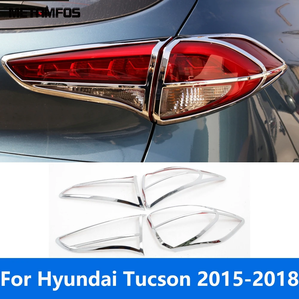 For Hyundai Tucson 2015 2016 2017 2018 Chrome Rear Light Lamp Cover Trim Taillight Taillamp Decoration Frame Car Accessories