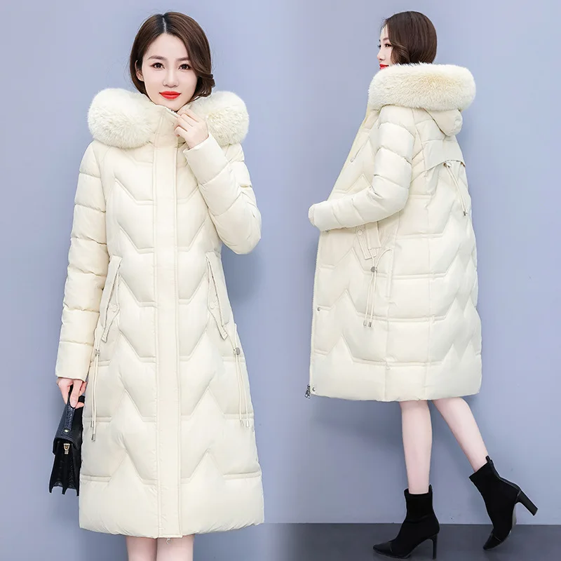 Parkas Women Mid Length Coats Hooded Jackets Full Sleeve Thick Warm Y2k Streetwear Elegant Jacket Work Coat Autumn Winter 2025