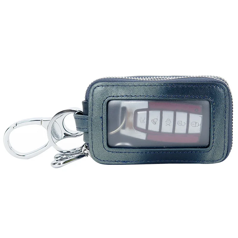 Genuine Leather Key Wallets Men Simple Car Key Pouch Knitting Housekeeper Holder Ladies Sheepskin Leather Double Zipper Key Case