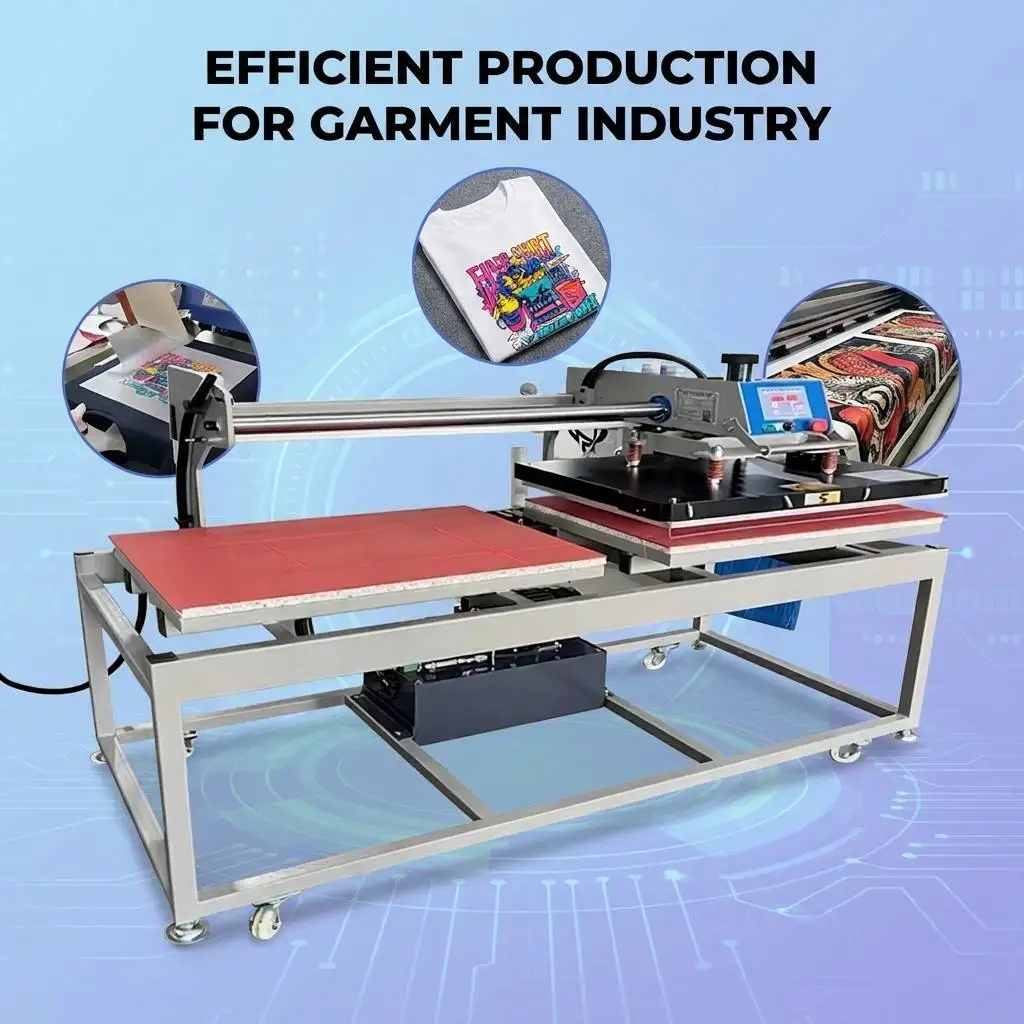 New Factory Price Fully Automatic Flatbed Heat Press Machine Hydraulic Driven Combo Garment Processing T-Shirt Printing Machine