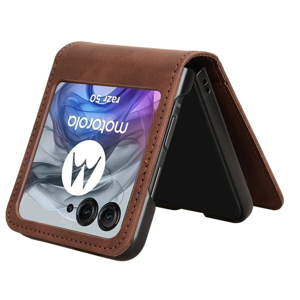 For Motorola Razr 50 Luxury Leather Flip Wallet Phone Case For Moto Razr 50 Case Stand Function Card Holder image 5