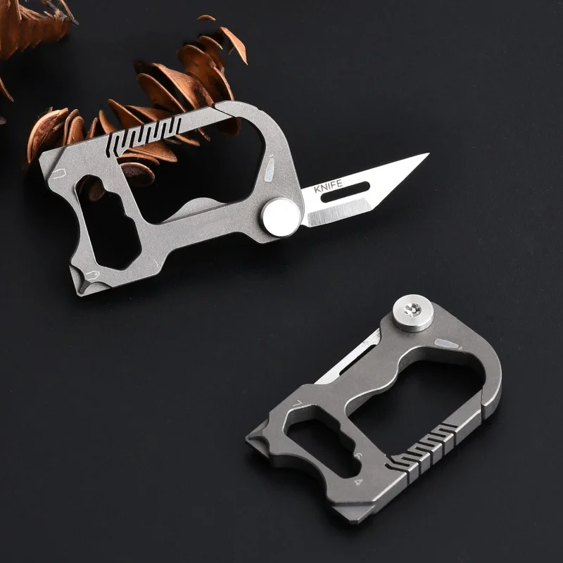 Titanium Alloy Folding Pocket Knife Buckle Multifunctional Bottle Opener Hexagon Wrench EDC Tool Straight Phillips Screwdriver