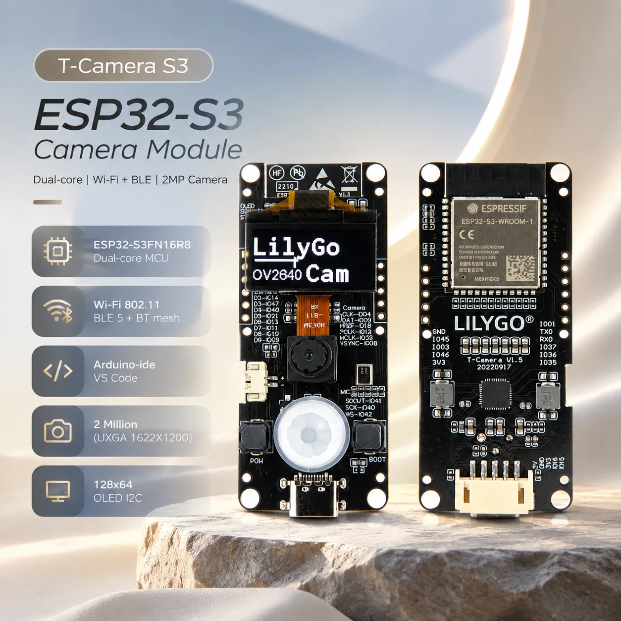 LILYGO® T-Camera-S3 ESP32-S3 Development Board WiFi Bluetooth Module with 0.96