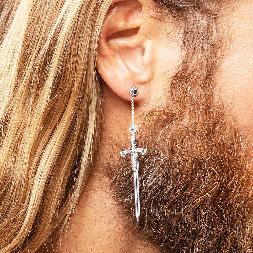 Earrings Richly Ornamented Sword Europe Fine Jewelry For Women Men Summer Brand New Sterling Silver 925 Fantasy Gift