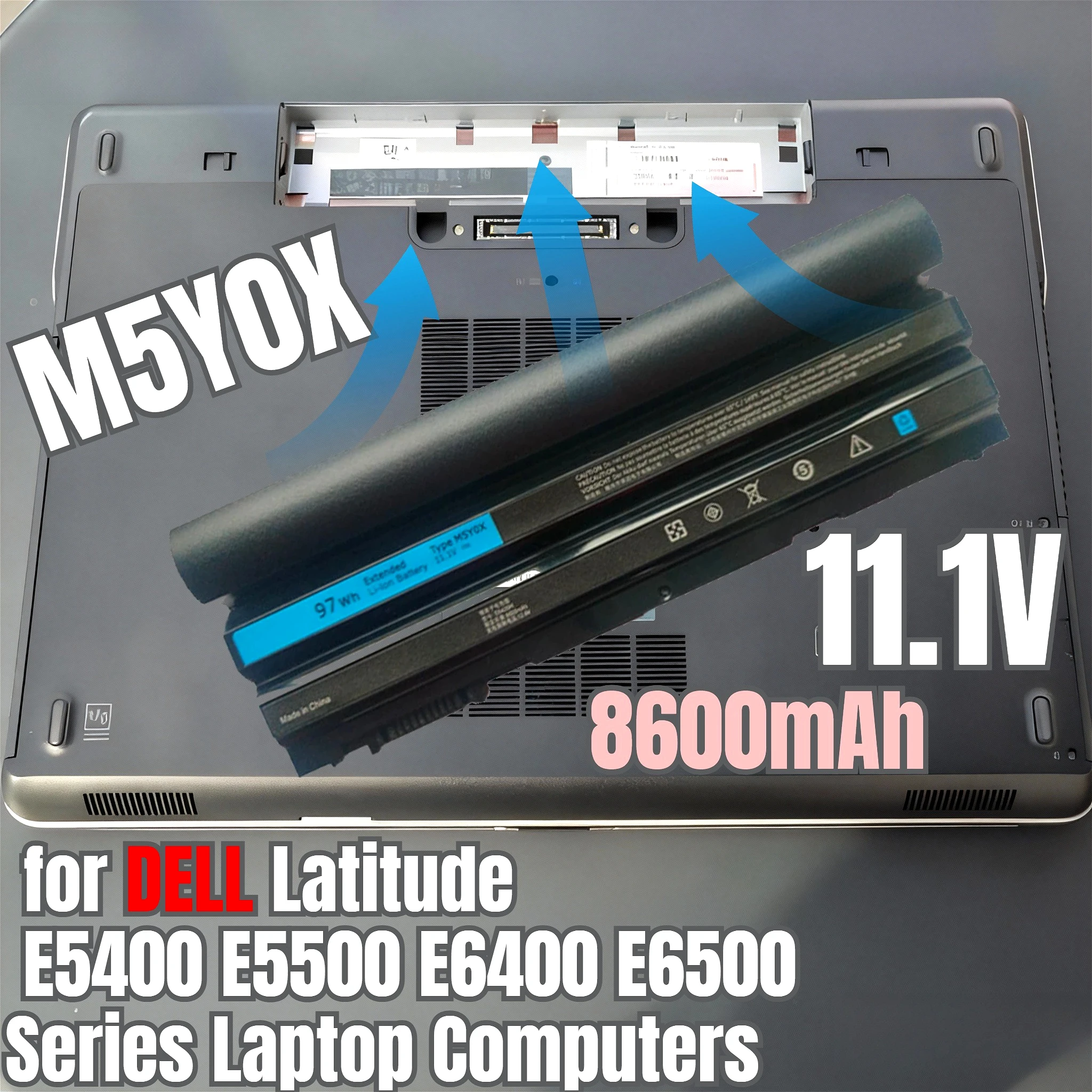 

11,1 В, 48 Втч/60 Втч/97 Втч, аккумулятор для бизнес-ноутбука для ноутбука серии DELL Latitude E5400 E5500 E6400 E6500, аккумулятор для ноутбуков