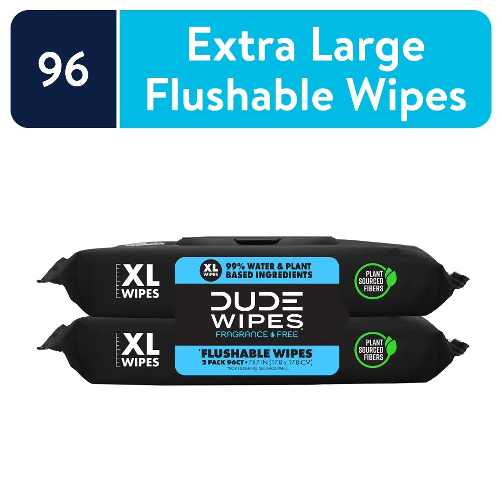 Flushable Wet Wipes Unscented for Adults Baby and Family At Home Use Extra Large 48 Count 2 Pack