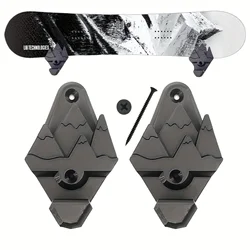 Two Ski Boards Wall Hanging Rack with Hooks, Universal Design, Ski Board Holder, Space Saving, Wall Art No Nails