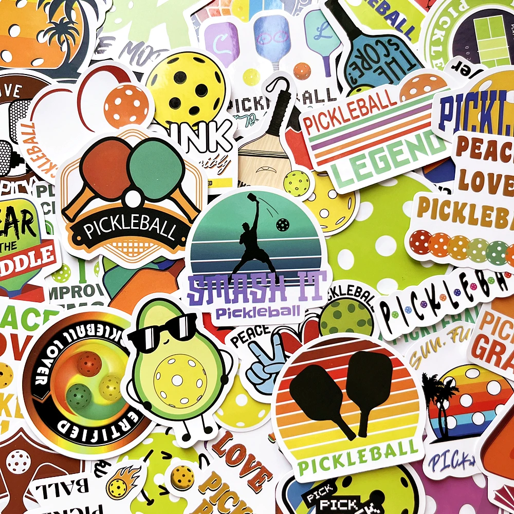 

10/50 шт. наклеек «Мир, Любовь, Пиклбол» для ноутбуков, чемоданов, альбомов, канцелярских товаров, водонепроницаемые наклейки для альбомов, детские игрушки, подарки