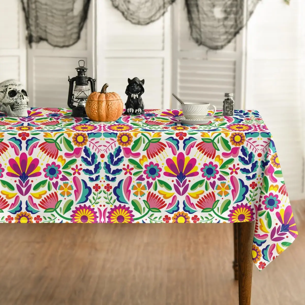 Mexico Day of The Dead Tablecloth Mexico Fiesta Party Decor Dia De Muertos Table Cloth Washable Table Decor Halloween Decoration