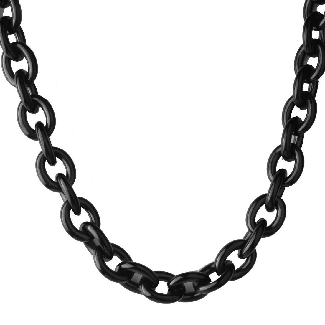 Granny Chic Charming 8/11/13/15mm Mens Chain Black Color Stainless Steel Big O Oval Chain Necklace Top quality Fashion Jewelry