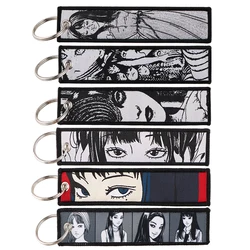 Horror Manga Key Ring Embroidery Key Fobs Holder Anime Women Keychain for Motorcycles Key Tags Jewelry Decorations